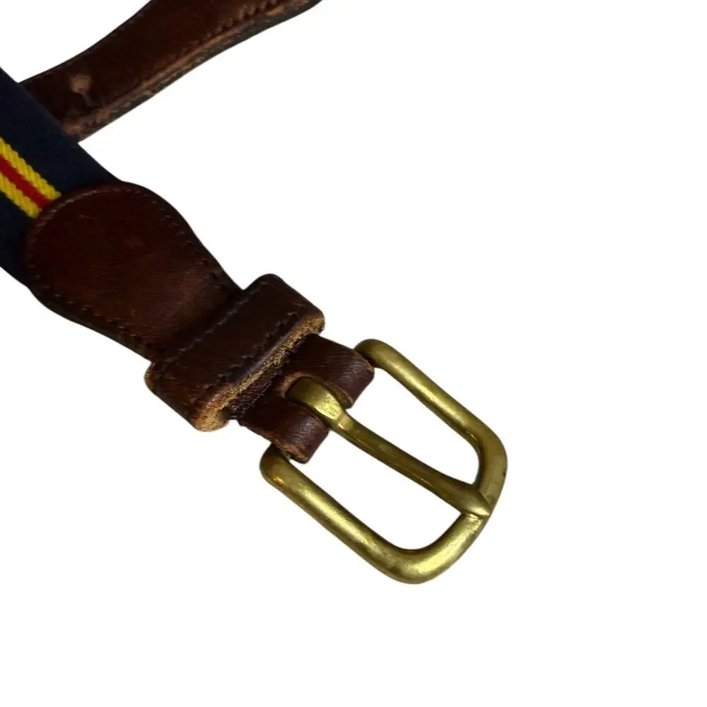 Vintage Coach Belt Navy Stripe Stretch Leather Trim 28